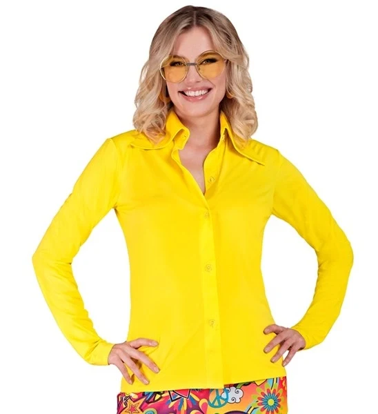 70's groovy dames shirt geel