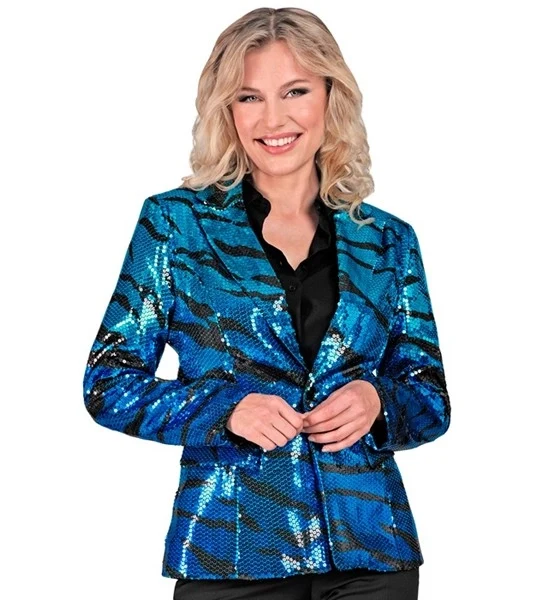 Paillettenjas golven in blauw