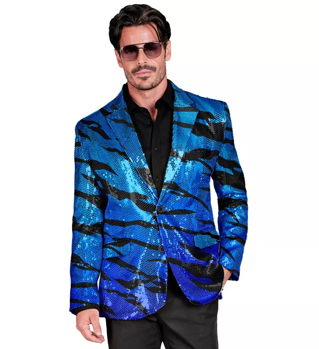 Paillettencolbert blauwe golven