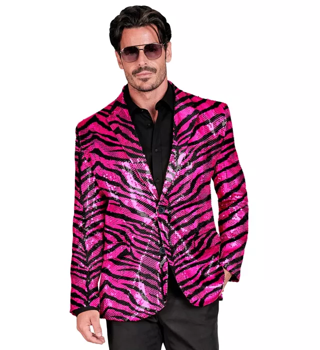 Paillettencolbert dierenprint roze