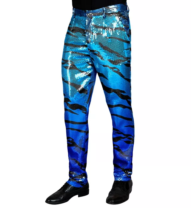 Paillettenbroek heren blauwe golven