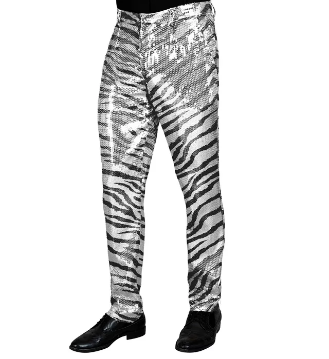 Paillettenbroek heren zebra