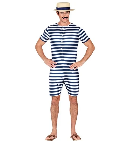Retro badpak - blauw / wit Robin