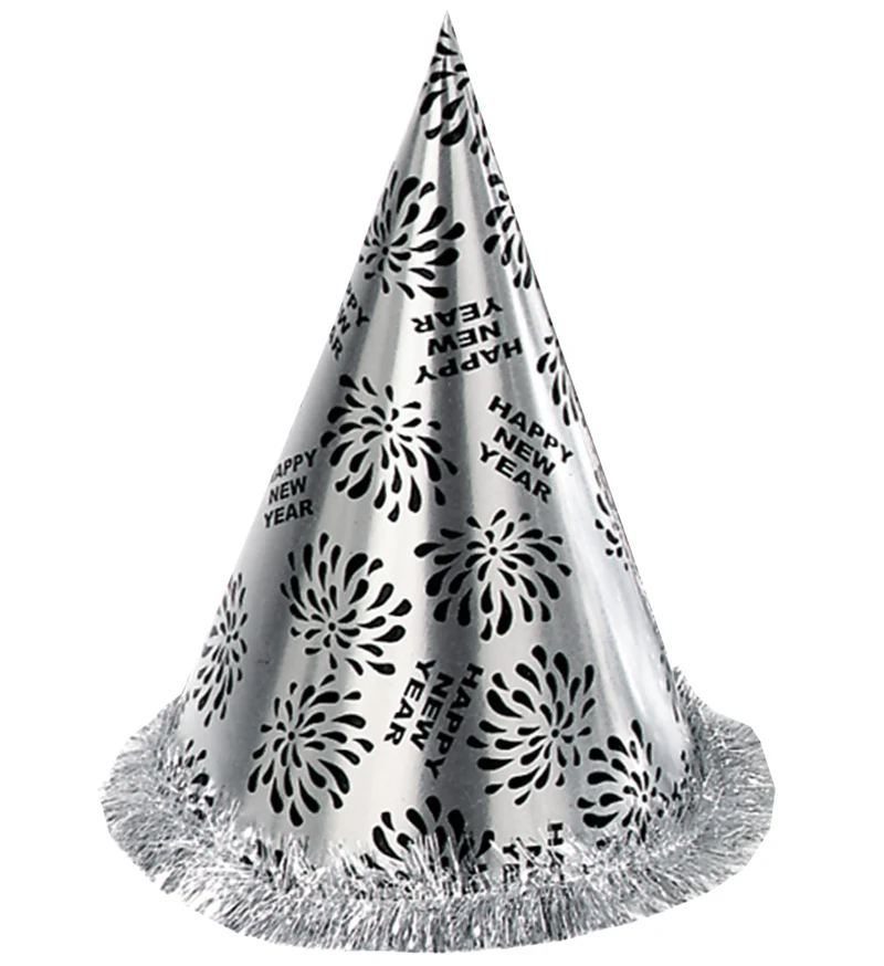 Nieuwjaar punthoed zilver Happy New Year