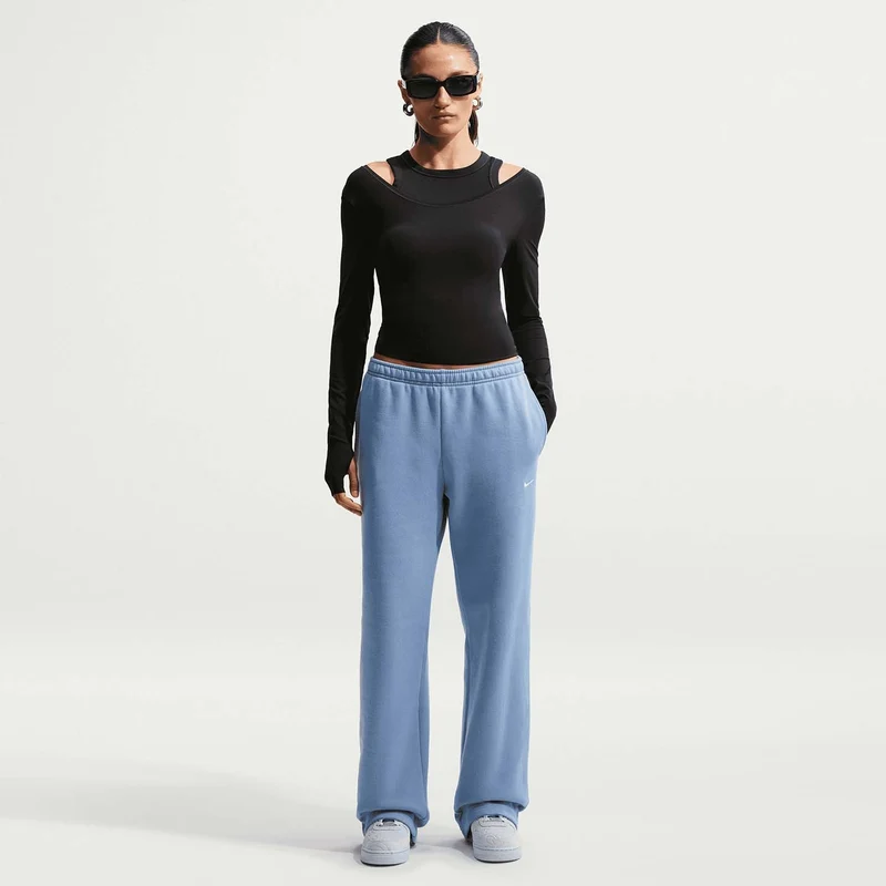 Studio Fleece Mid-Rise Open-Hem broek