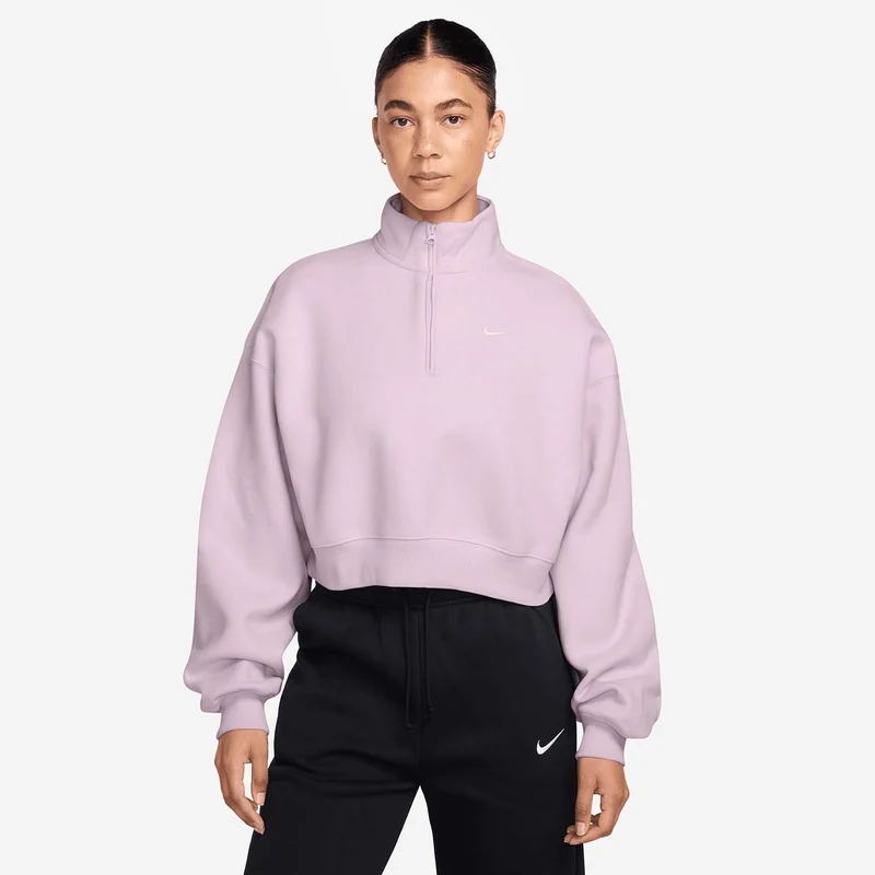 Studio Fleece Oversized 1/4-Zip Cropped Top