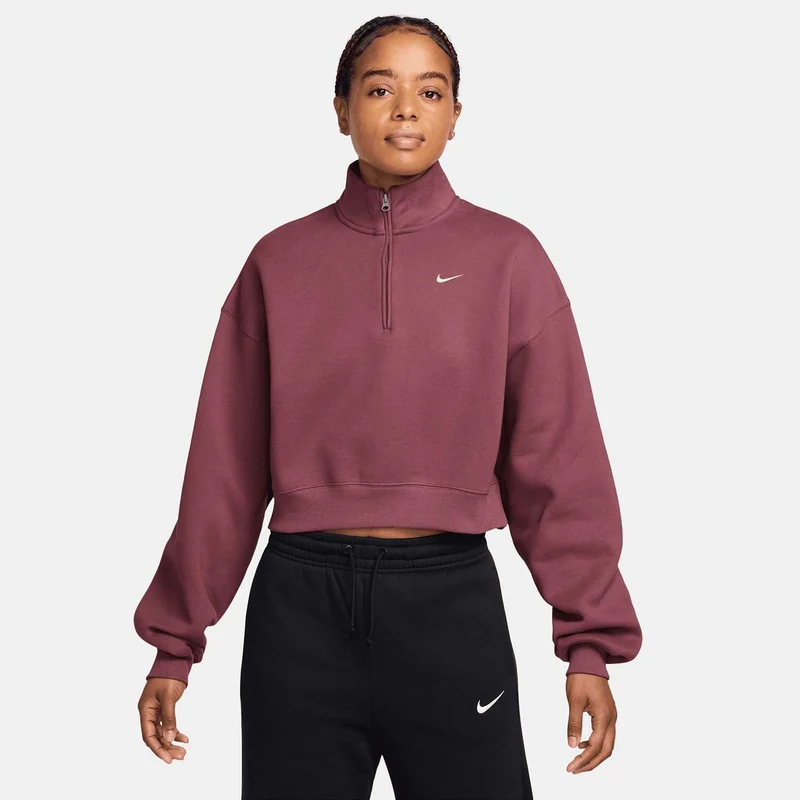 Studio Fleece Oversized 1/4-Zip Cropped Top