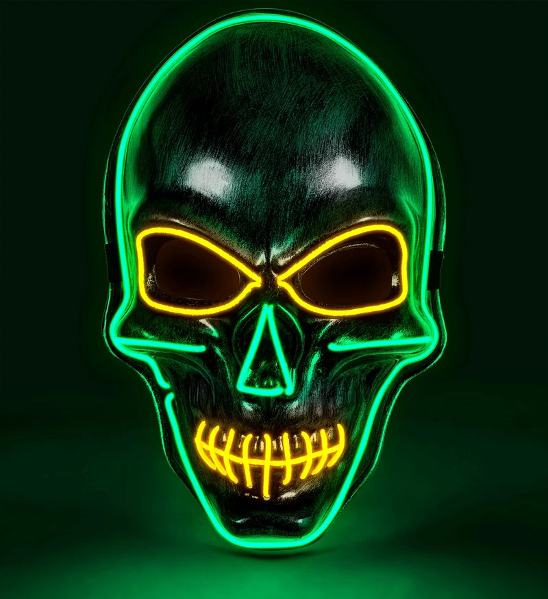 Zilveren schedel masker met gekleurd ledlicht