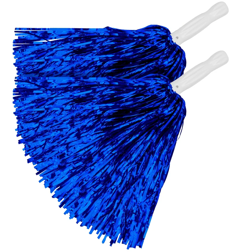 Metallic pompons set blauw