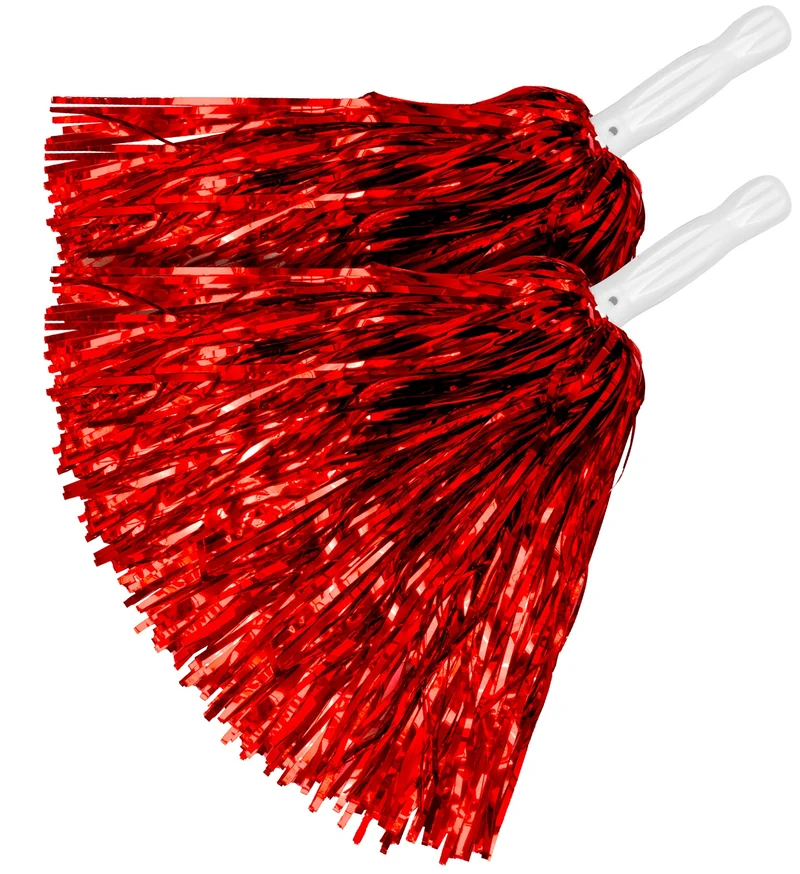 Metallic pompons set rood
