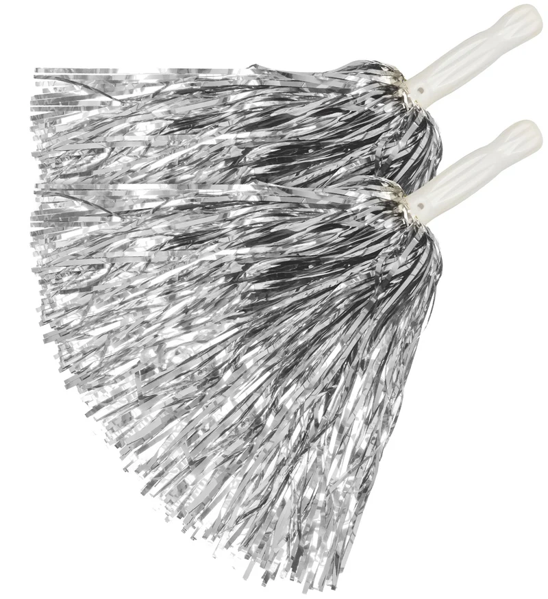 Metallic pompons set zilver