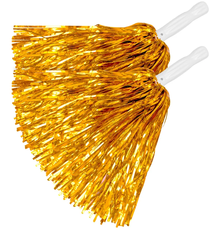 Metallic pompons set goud