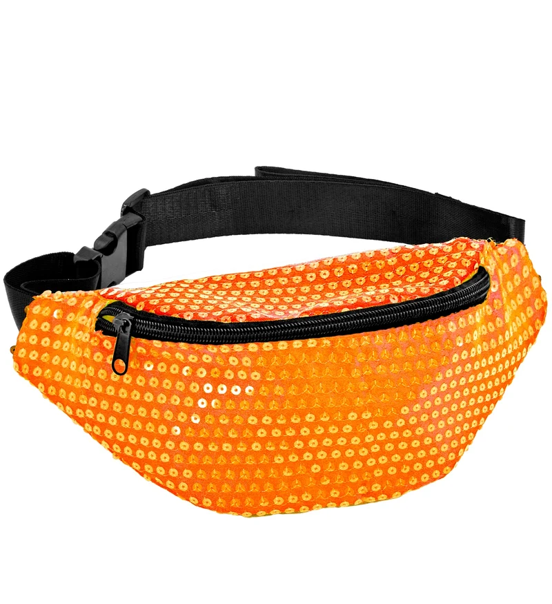 Heuptasje pailletten neon oranje