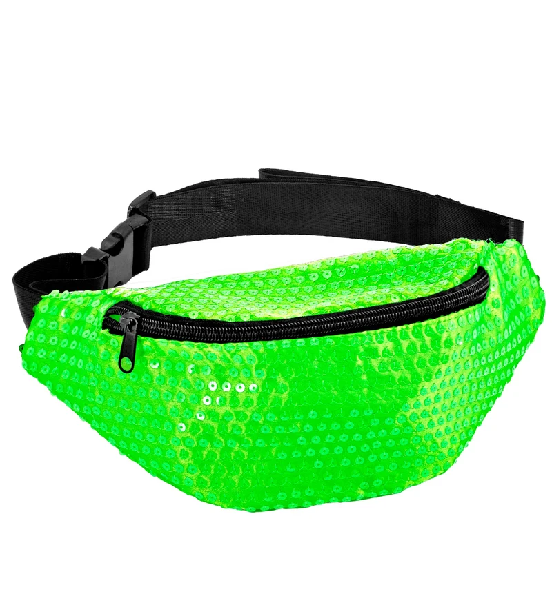 Heuptasje pailletten neon groen