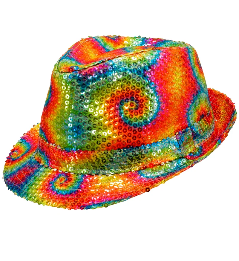 Fedora pailletten tie dye hoed