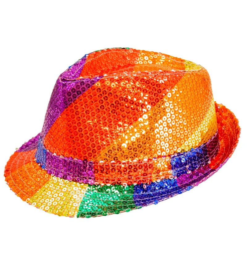 Fedora pailletten regenboog hoed