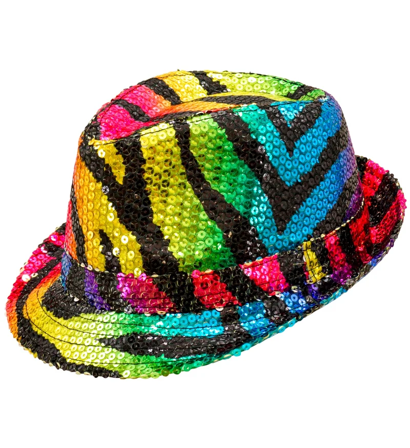 Fedora pailletten regenboog tijger hoed
