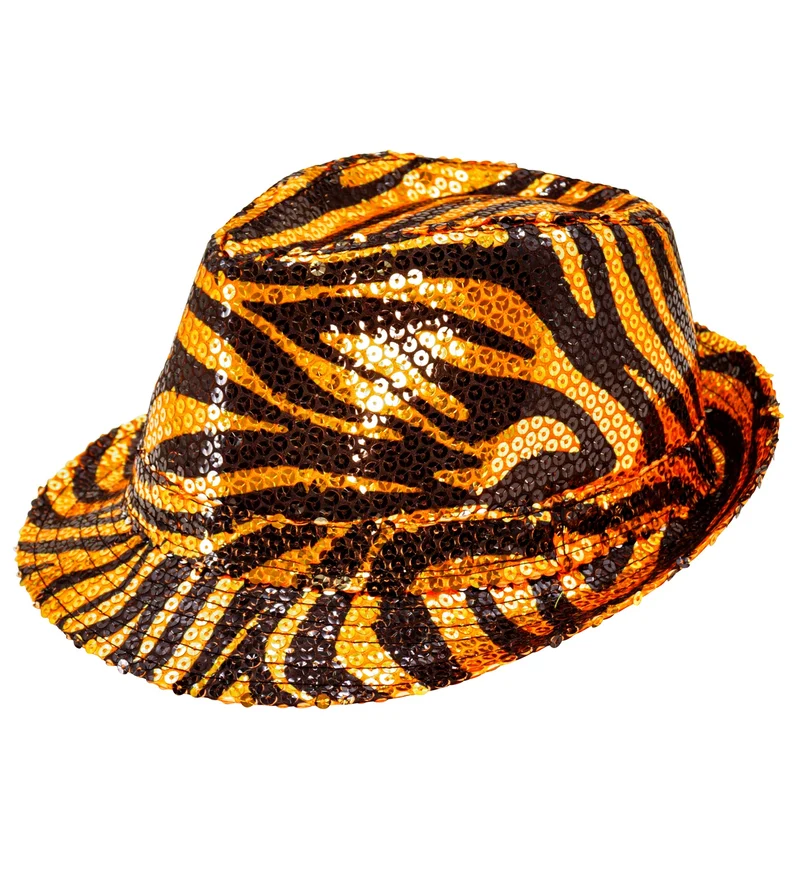Fedora pailletten tijger print hoed