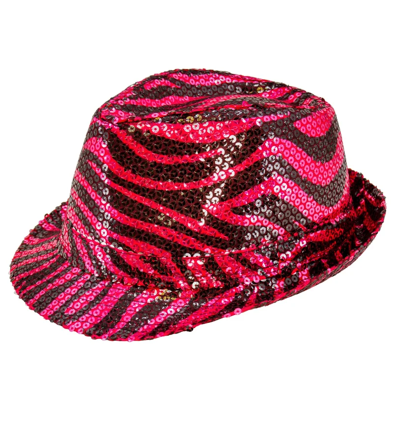 Fedora pailletten roze tijger print hoed