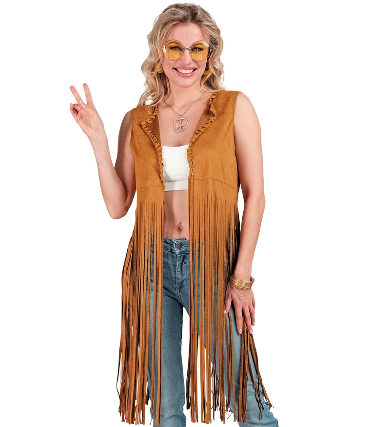 Hippie vest lang met franjes