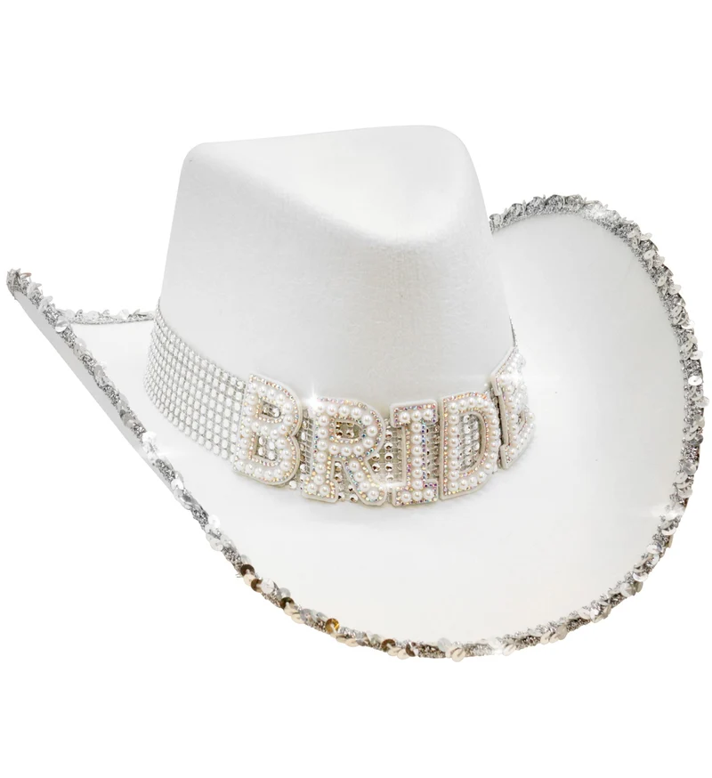 Cowboyhoed Bride met parels