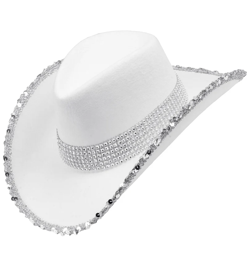 Cowboyhoed wit bling met steentjes