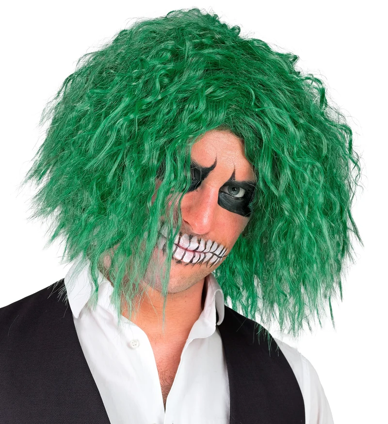 Groene creepy Joker clownspruik