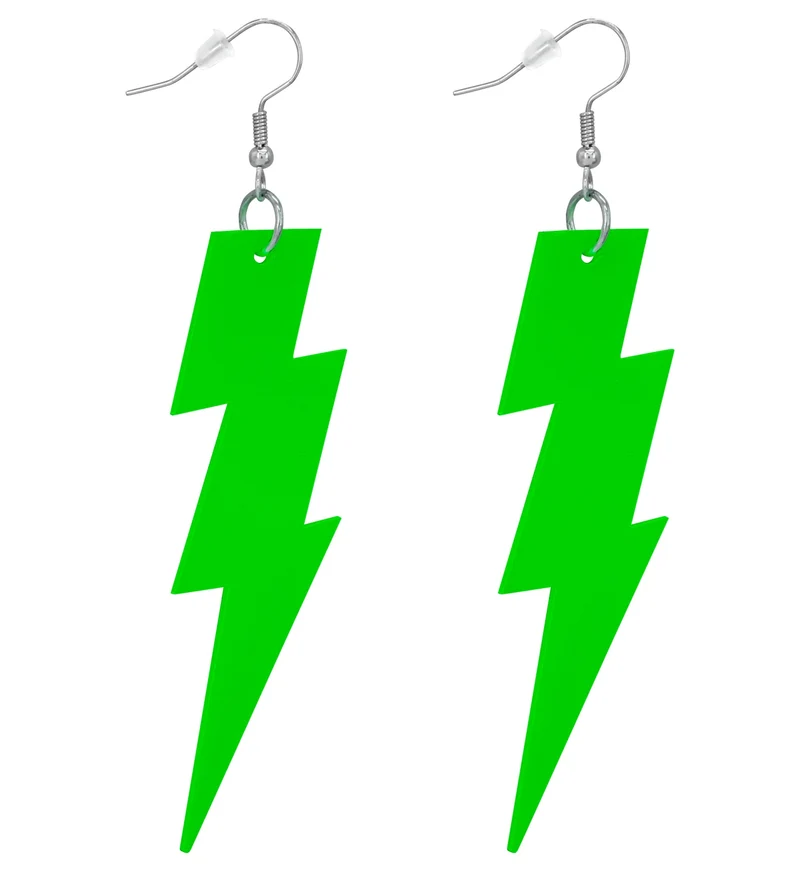 Oorbellen jaren 80 bliksem neon groen