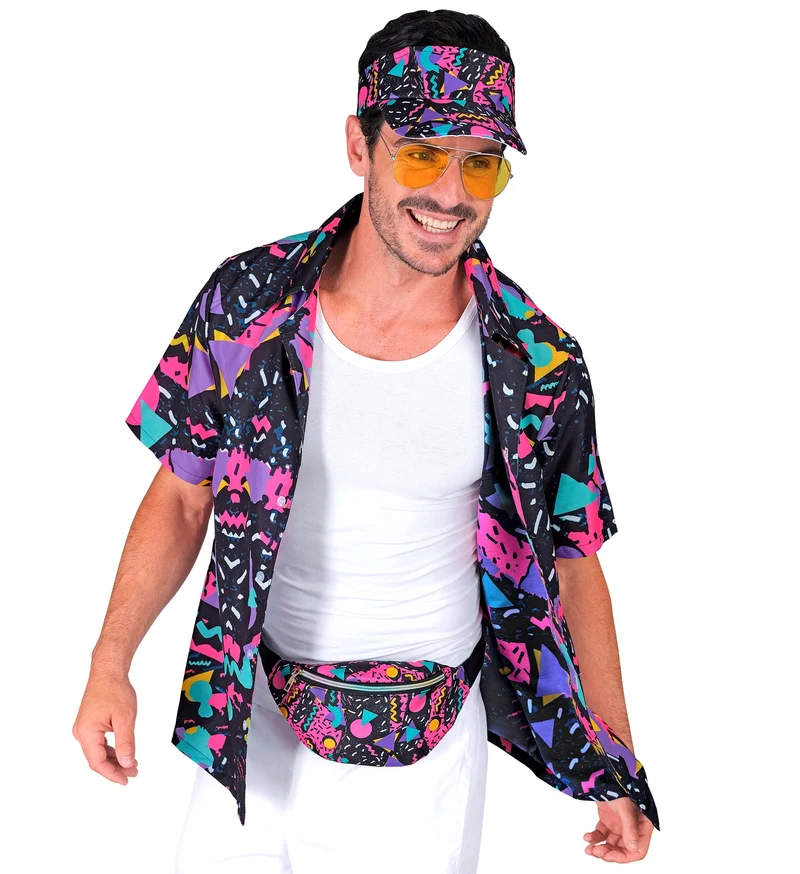 Shirt jaren 80 funky fashion zwart