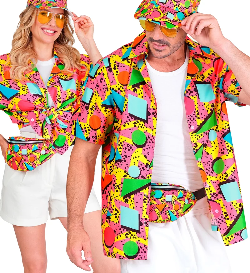 Shirt jaren 80 funky fashion roze