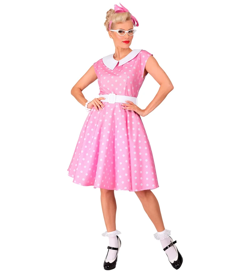 Rock-'n- roll fashion jurk roze 50s