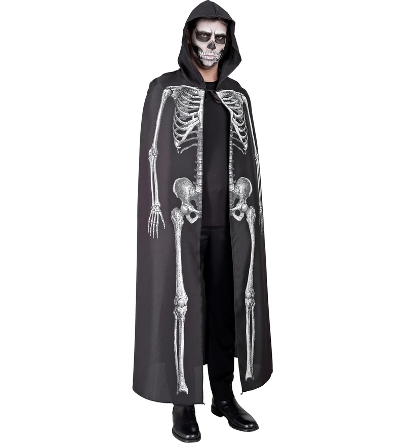 Skeleton cape met capuchon zwart