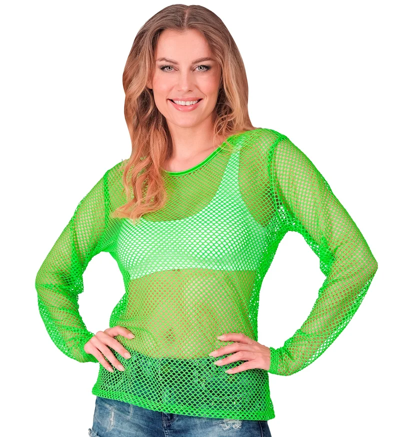 Net shirt lang neon groen