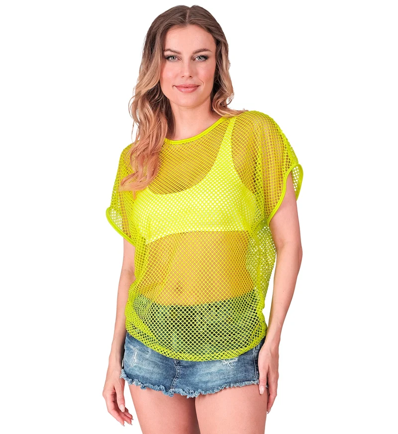 Net t-shirt neon geel
