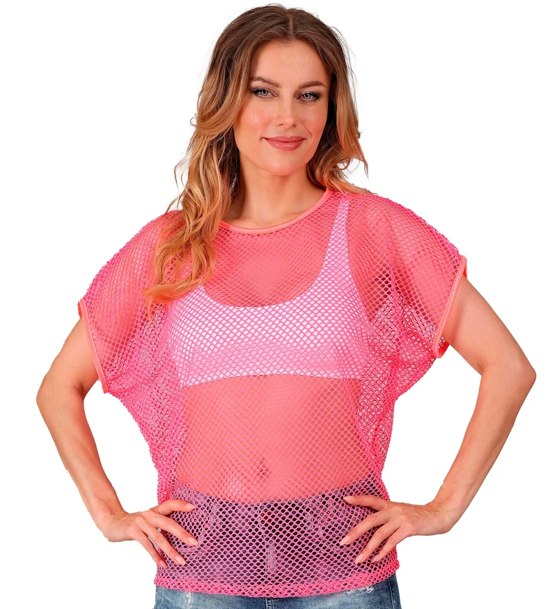 Net t-shirt neon roze