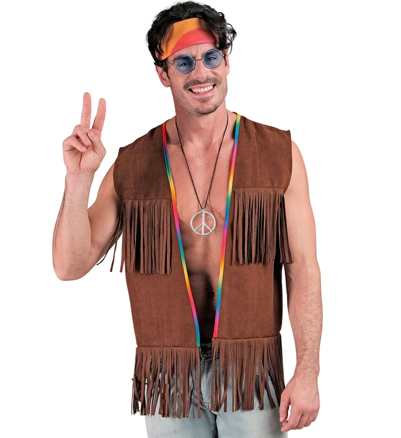 Hippie vest met franjes donker bruin