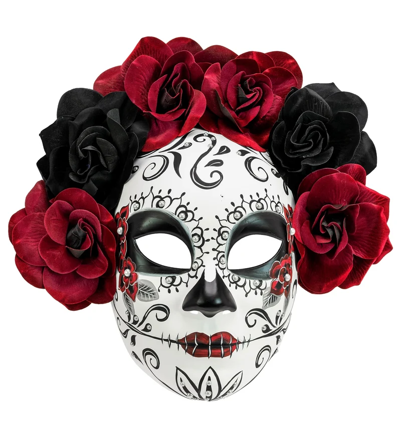 Day of the Dead masker met rozen