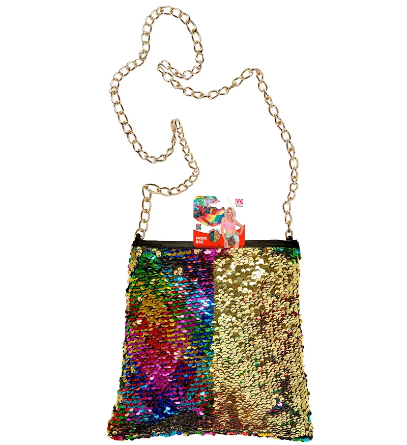 Hippie disco tas pailletten 2 kleurig
