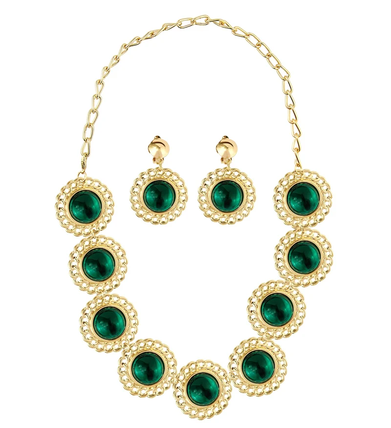 Sieraden set middeleeuwse koningin groen