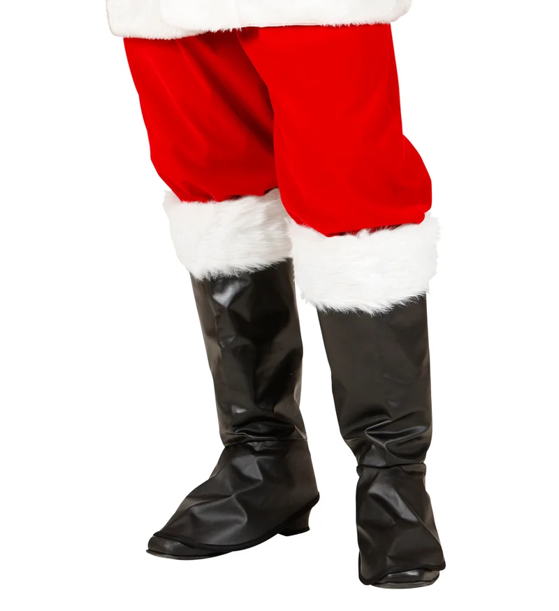 Opzetlaarzen kerstman zwart met pluche