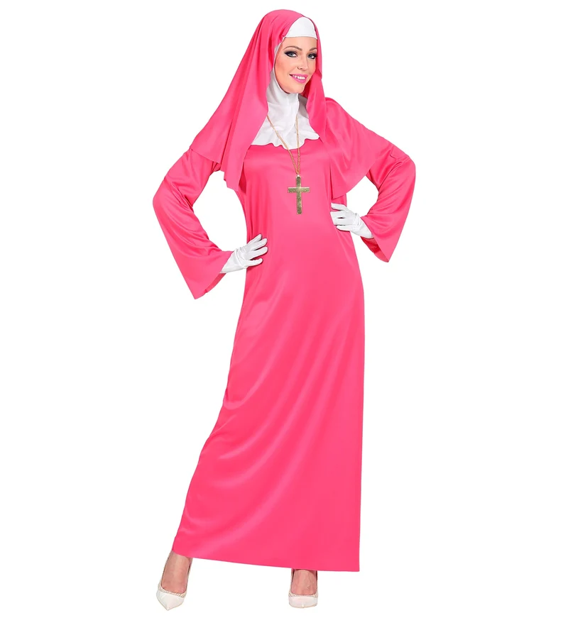 Nonnen kostuum roze dames