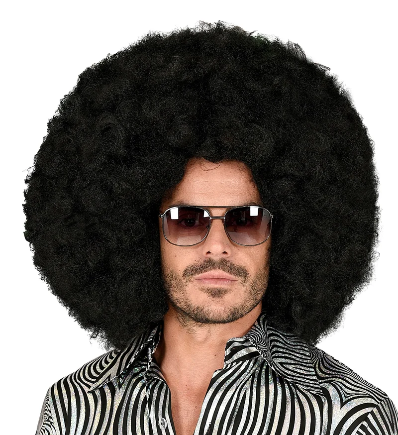 Afro pruik zwart groot