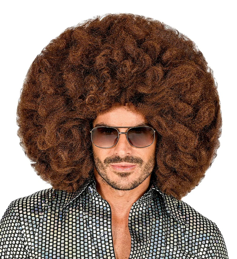 Afro pruik bruin groot