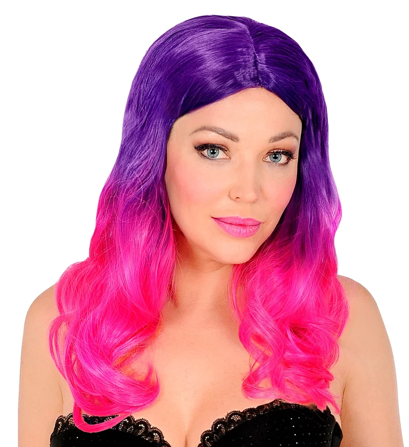 Pruik dip dye paars roze