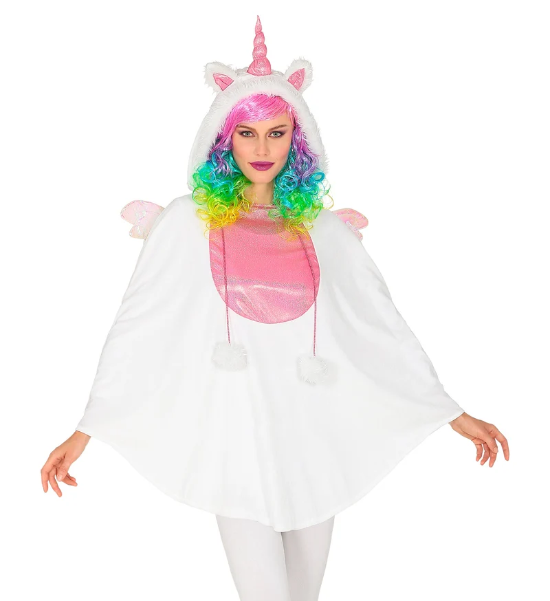 Eenhoorn poncho met muts volwassenen