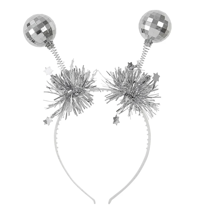 Haarband disco ballen zilver