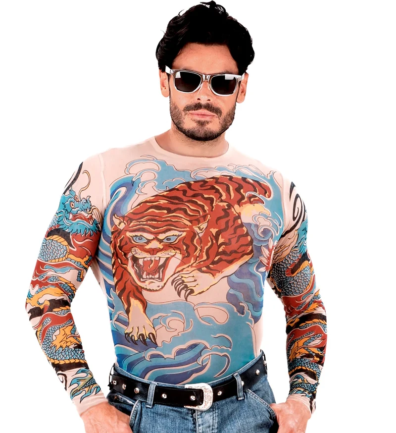 Tattoo shirt tijger en draak