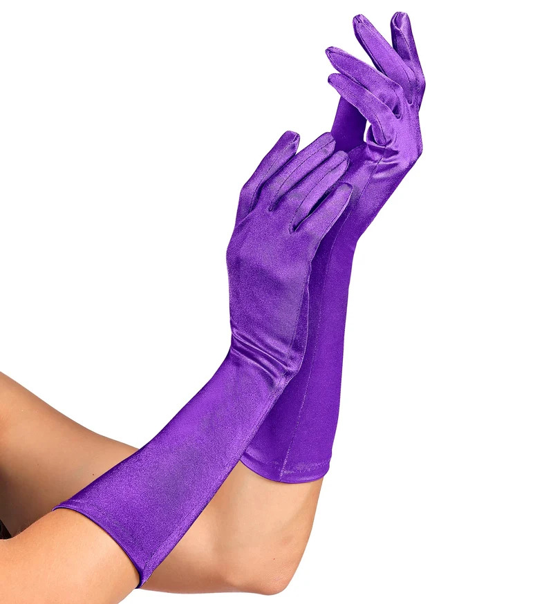Handschoenen satijn elastisch paars