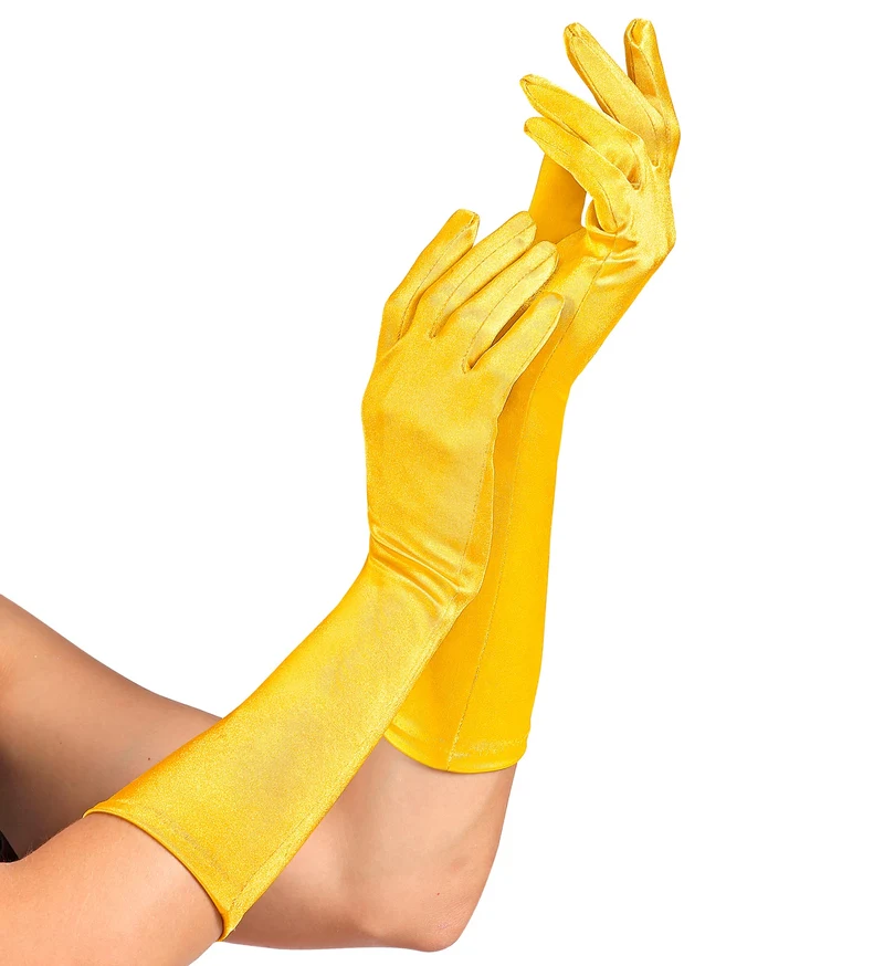 Handschoenen satijn elastisch geel