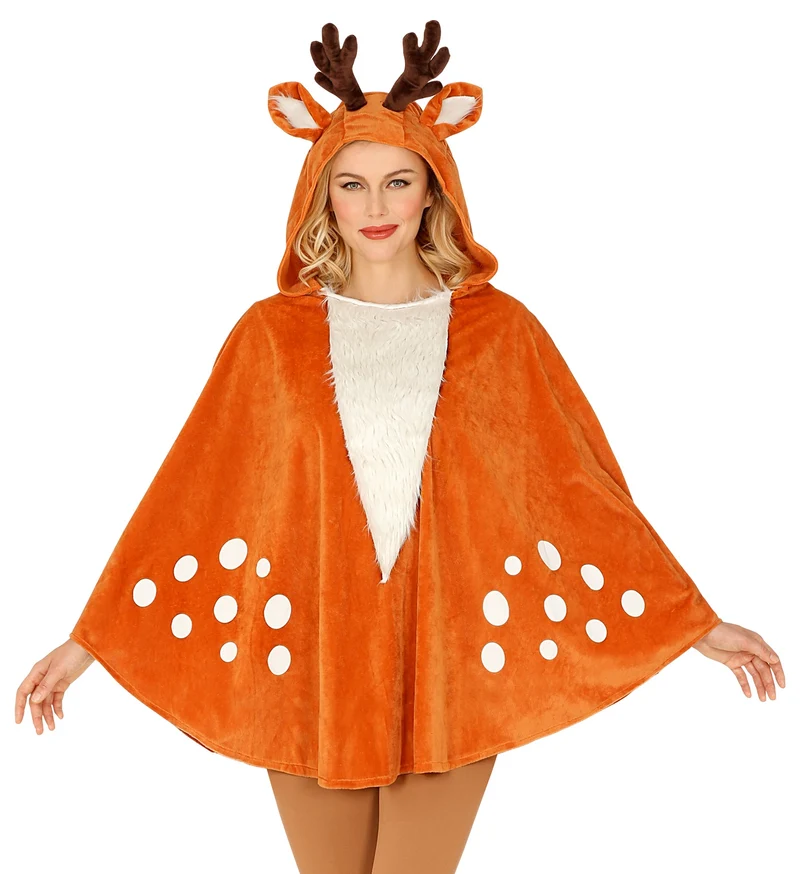 Rendier poncho met muts volwassenen
